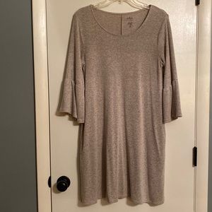 NY&Co Soho soft flowy beige flutter sleeve dress